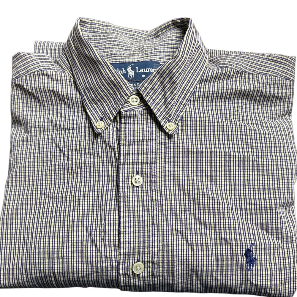 Ralph Lauren Blue Label Blake Yellow & Blue Plaid Long Sleeve Button Down Large